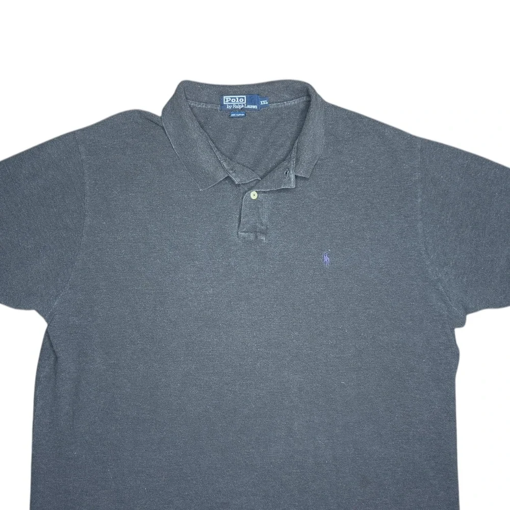 Polo Ralph Lauren Men's XXL Gray Short Sleeve Polo Shirt Purple Pony 100% Cotton